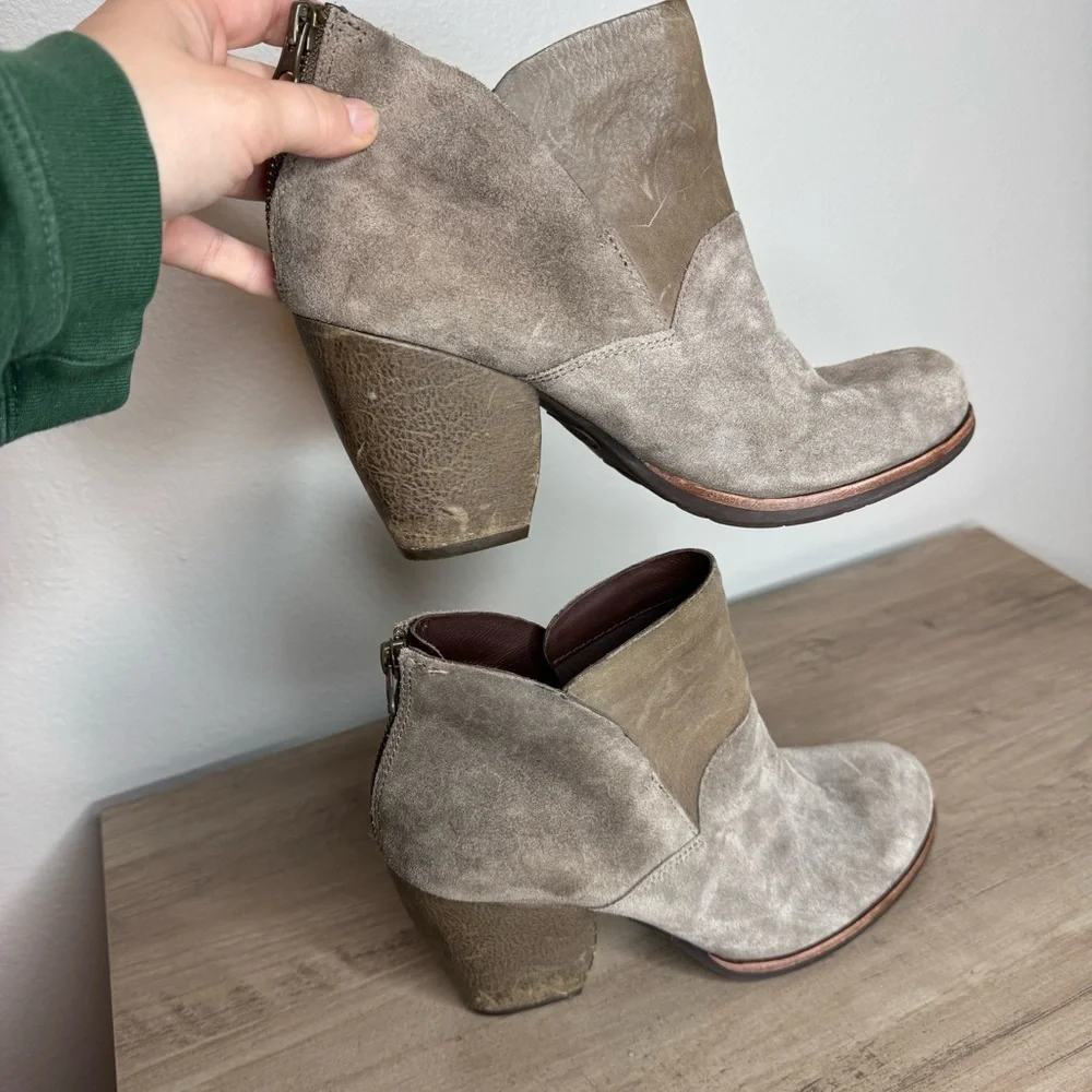Kork-Ease Castaneda Booties Leather Suede Brown Heeled